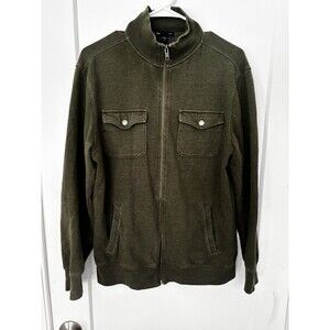 GAP men’s Unisex Fleece Zip Jacket Olive Green 4 Pocket Chore Utility M